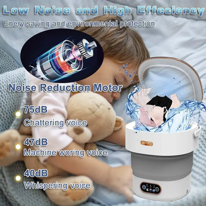 15L Foldable Portable Washing Machine – Spin Dryer for Travel & Underwear