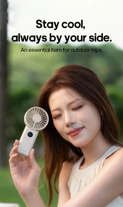 Portable Folding Handheld Fan | 1800mAh | 4-Speed | LED Display | Rechargeable | Outdoor Travel