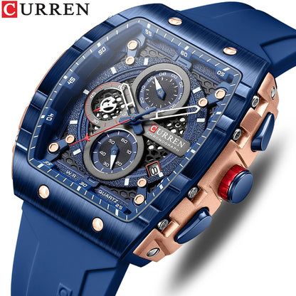 CURREN Men's Fashion Watch – Unique Square Design, Luxury Quartz Sport, Waterproof