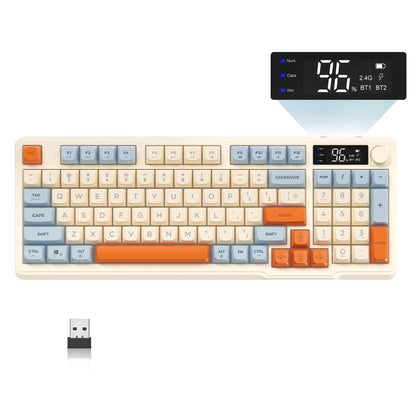 ZIYOU LANG Wireless Gaming Keyboard – Display Screen, Knob, BT/2.4GHz, Quiet Membrane, 3000mAh