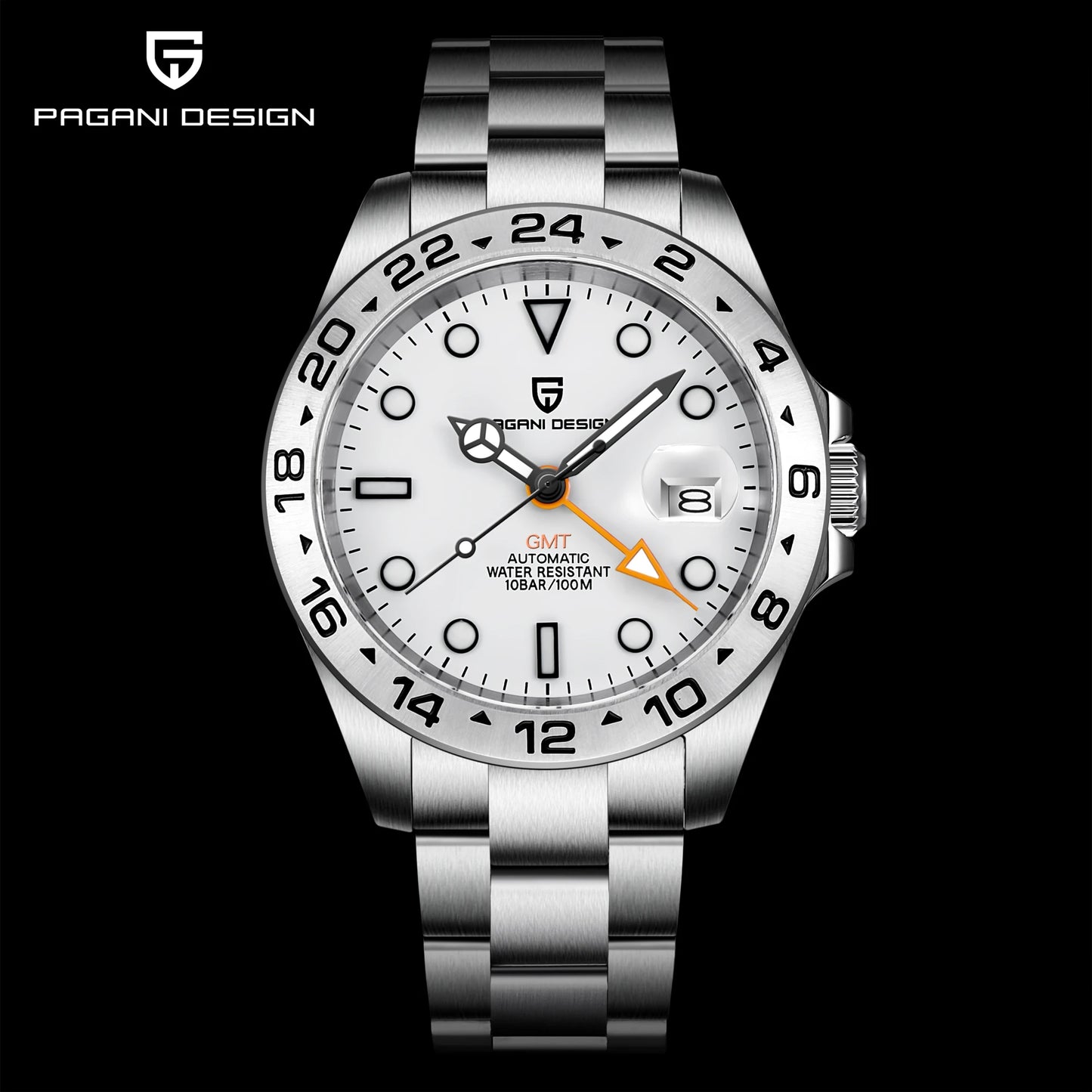PAGANI DESIGN PD1682 GMT Automatic Watch – 42mm Sapphire Crystal, Stainless Steel, 100M Water Resistant