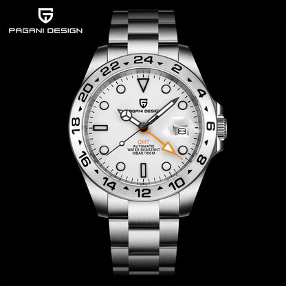 PAGANI DESIGN PD1682 GMT Automatic Watch – 42mm Sapphire Crystal, Stainless Steel, 100M Water Resistant