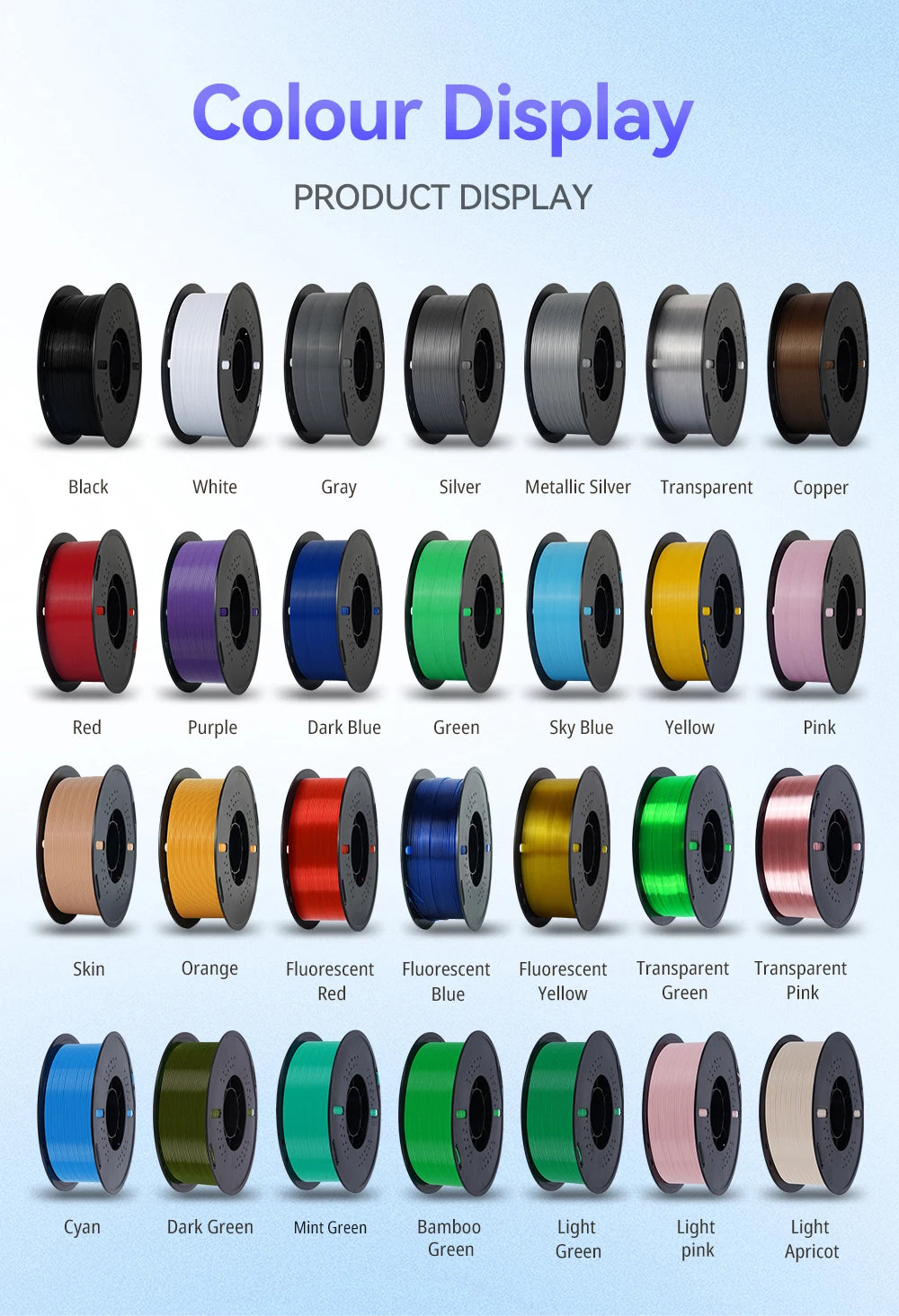 KINGROON 10KG 3D Printer Filament Bundle – PLA & PETG, 1.75mm Mixed Colors