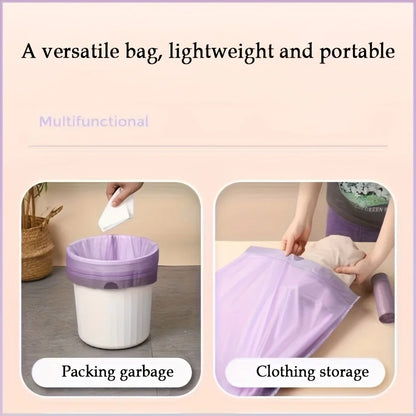 Purple Drawstring Trash Bags 100-Pack | 8L Thick Leak-Proof Garbage Bags