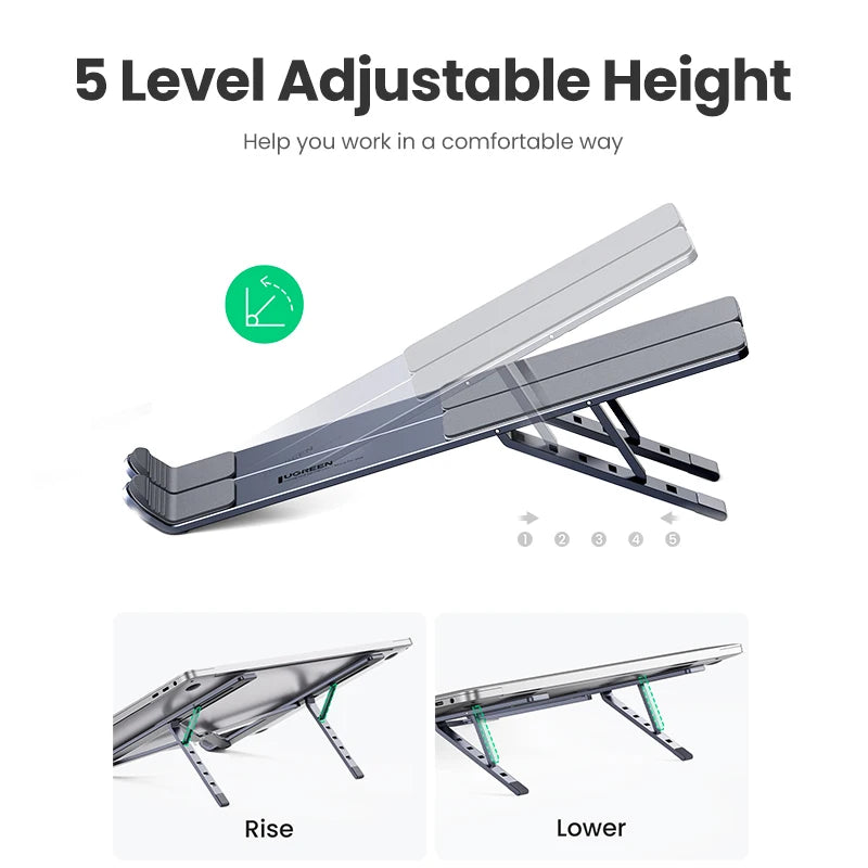 UGREEN Foldable Aluminum Laptop Stand – Adjustable Holder for MacBook, Tablet & Notebook