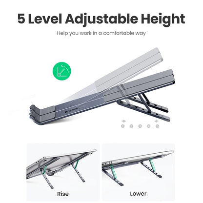 UGREEN Foldable Aluminum Laptop Stand – Adjustable Holder for MacBook, Tablet & Notebook