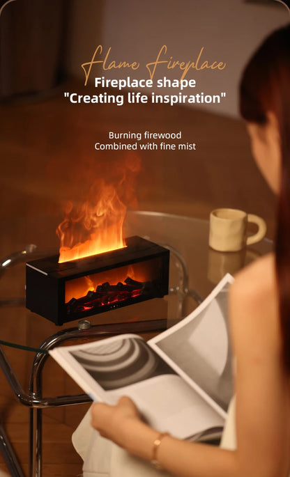 Fireplace Aroma Diffuser & Air Humidifier — Colorful Flame Effect, Timer, Remote Control, Home & Office