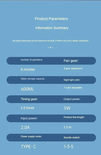 Xiaomi MIJIA Portable Air Cooler Fan – USB Mist Spray with LED Night Light