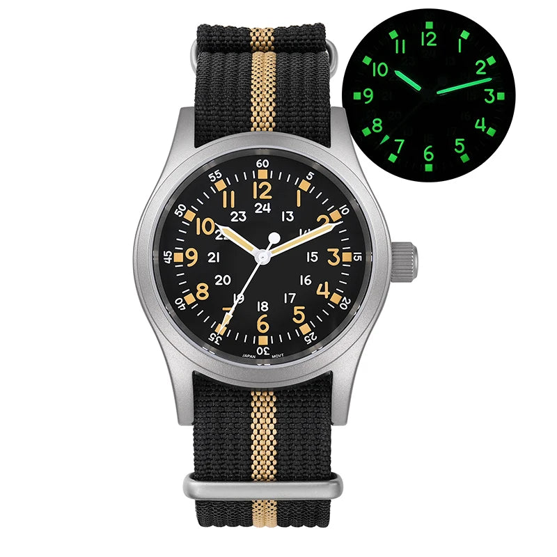 Militado ML05 Vintage Field Watch – 38mm, VH31 Sweep, Sapphire AR Crystal, Luminous