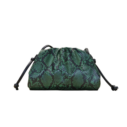 Ruched Snake Pattern Dumpling Shoulder Bag