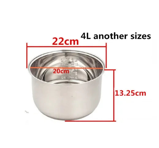 Stainless Steel 304 Rice Cooker Liner | 1.2L–8L | Compatible with Oxhaier, SKG & Universal Brands
