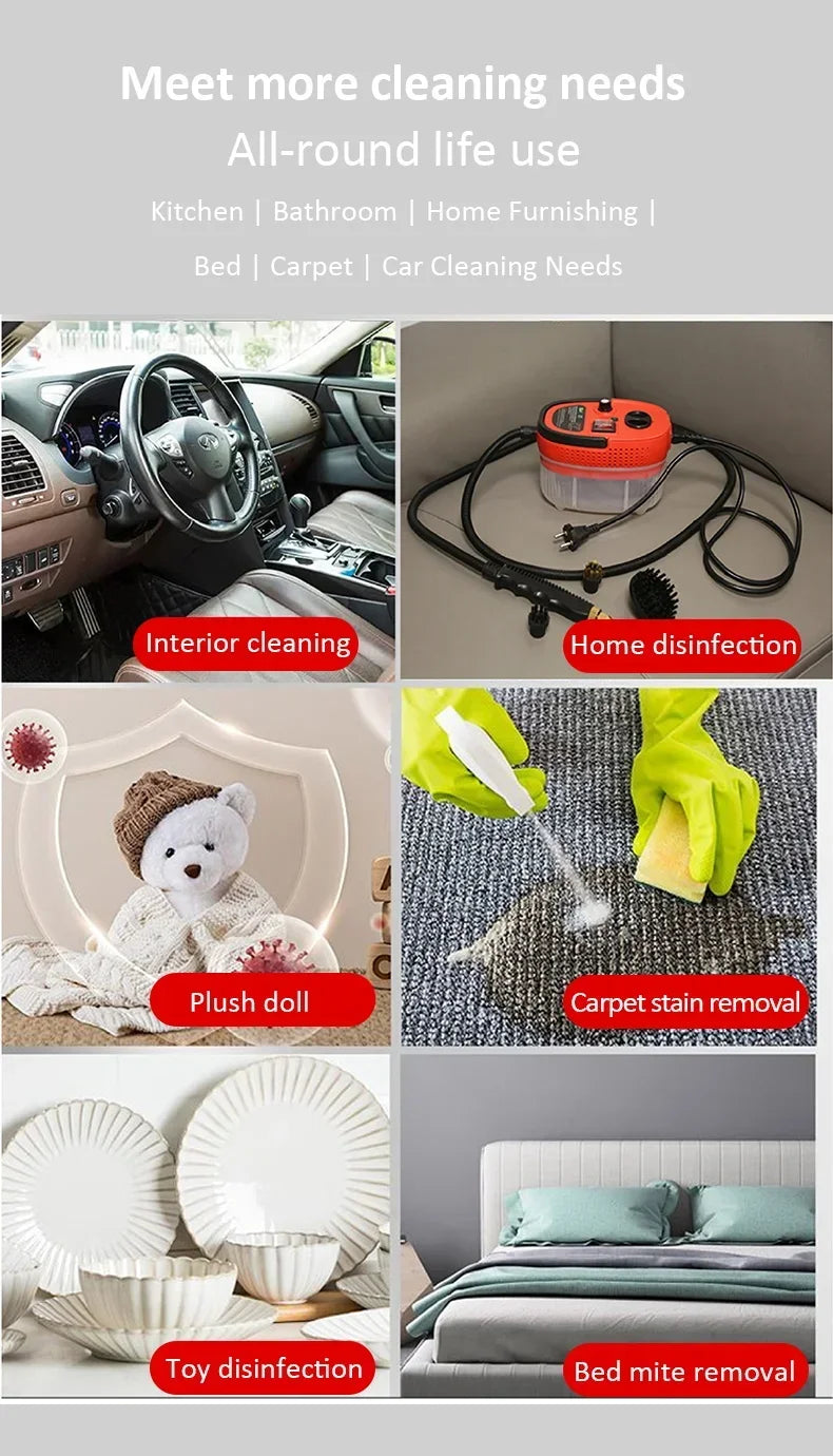 2500W Steam Cleaner 1200ml – High Temperature Pressure Washer for AC, Kitchen Hood & Car 220V