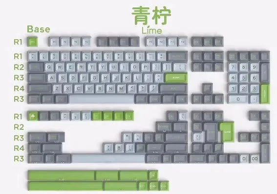 GMK 172 Keys Keycaps | SA Height & Cherry Profile | Lime / WOB | Doubleshot ABS | Mechanical Keyboard