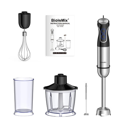 BioloMix 5-in-1 1500W Immersion Hand Blender – Stainless Steel Food Processor