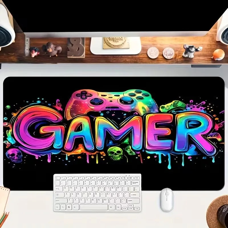 XXL Neon Glow-in-the-Dark Gaming Mouse Pad – Non-Slip Rubber Desk Mat