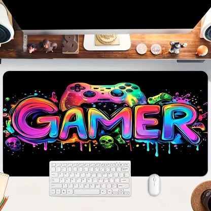 XXL Neon Glow-in-the-Dark Gaming Mouse Pad – Non-Slip Rubber Desk Mat