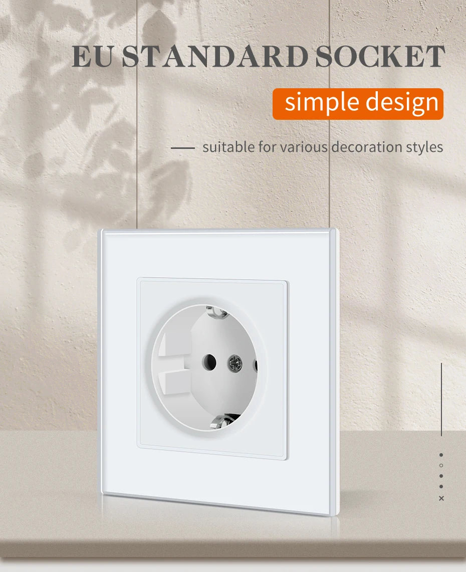 BSEED EU Wall Socket with USB-C Charging Port – Glass Panel 16A