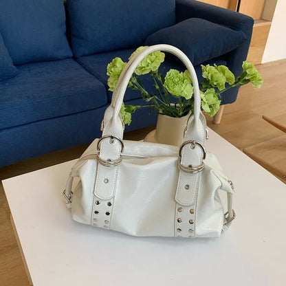 NIGEDU Rivet PU Leather Shoulder Bag