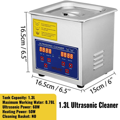 SucceBuy 1.3L Ultrasonic Cleaner with Digital Timer – Jewelry, Glasses & Home Appliances