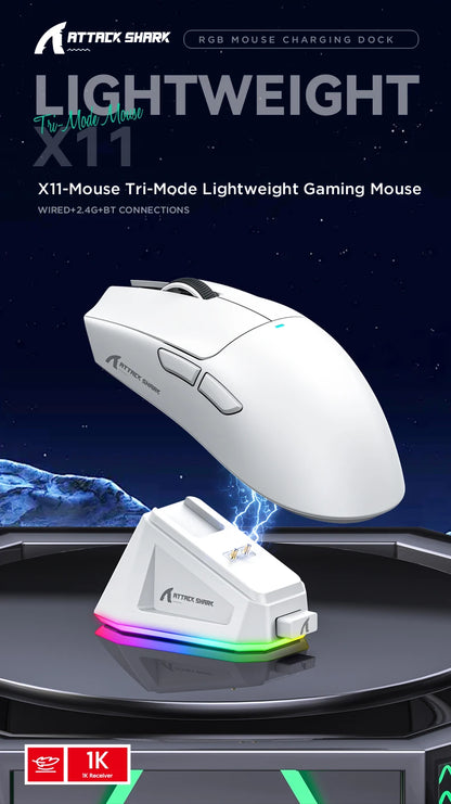 ATTACK SHARK X11 Lightweight Wireless Gaming Mouse – 22K DPI, PAW3311