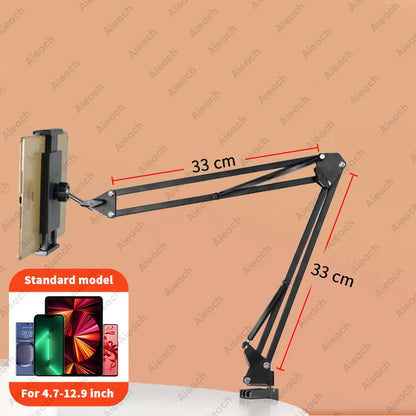 AIEACH 360° Rotating Bed Tablet Stand – 90cm Metal Arm, Fits 4.7–12.9" Phones & Tablets