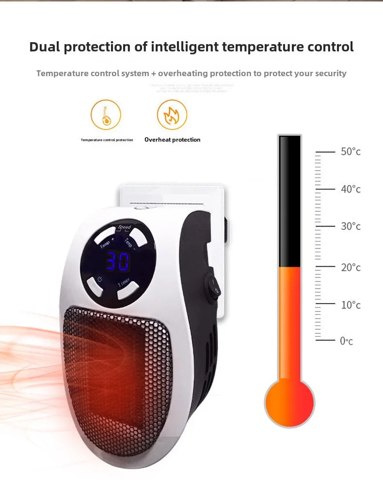 Eco Plug-In Electric Wall Heater — Energy Efficient, Low Noise, Portable Indoor Space Heater