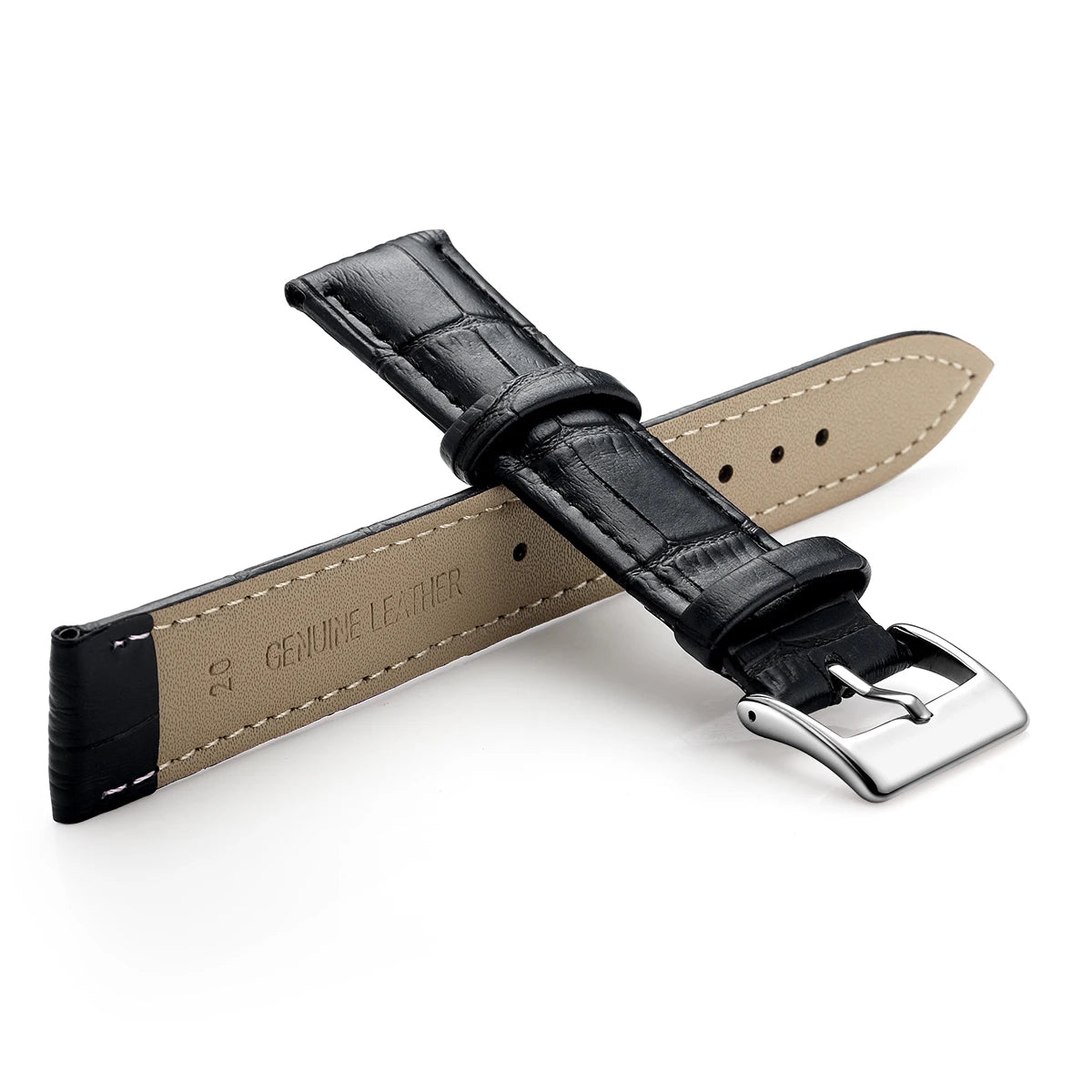 Premium Genuine Leather Watch Strap | 12–24mm, 9 Colors + Tool