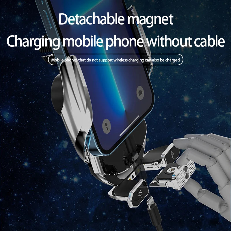 Car Magnetic Phone Holder with Wireless Charger – 360° Rotatable GPS Mount for iPhone & Xiaomi