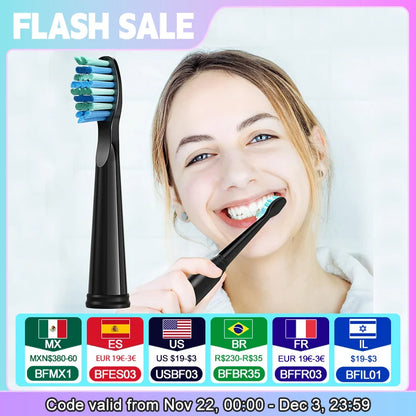 Fairywill Electric Toothbrush Replacement Heads – 5/10/20 Pcs, Teeth Whitening Compatible