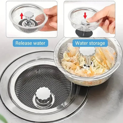 Stainless Steel Kitchen Sink Strainer with Handle & Stopper – 2-Pack