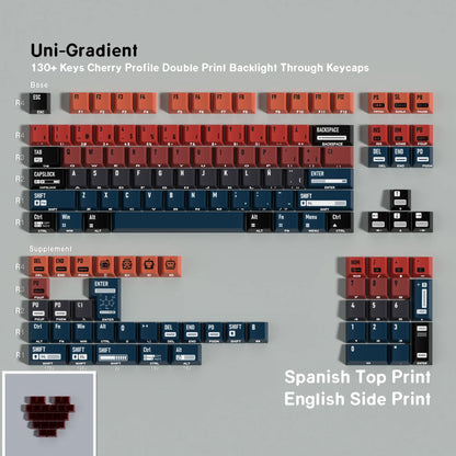 Jaycomia JCM Cosmic Gradient Keycaps – PBT+PC, Dye-Sub, Cherry Profile, 8 Languages