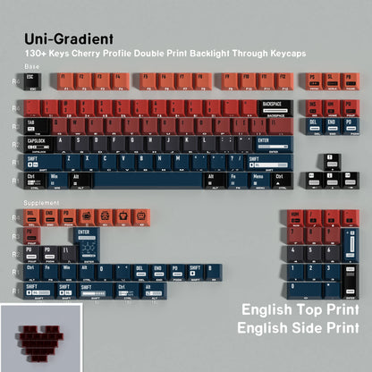 JCM Cosmic Gradient Keycaps – Dye-Sub PBT+PC, Cherry Profile, Multi-Language (DE/FR/KR/RU/AR/JP/ES)