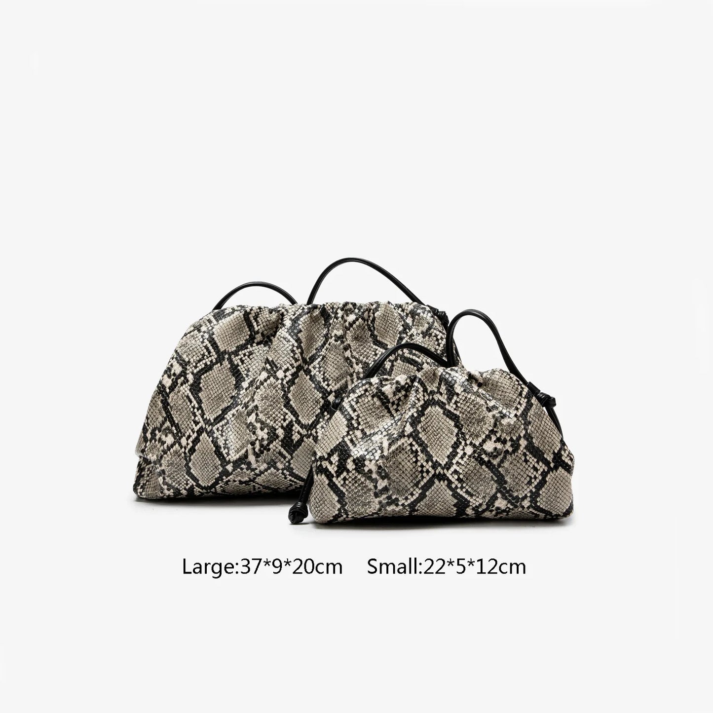Ruched Snake Pattern Dumpling Shoulder Bag