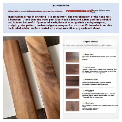 Walnut Wood Keyboard Wrist Rest – Ergonomic Palm Pad for 60/68/87/98/104/108 Key Mechanical Keyboards