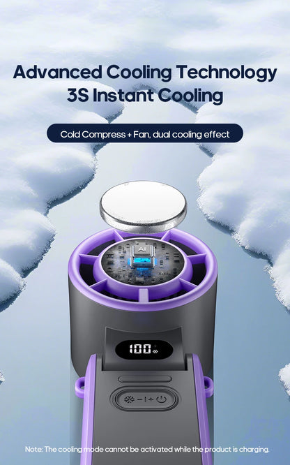 KINSCOTER Foldable Handheld Fan – 3600mAh, 100-Speed, Ice Cooling