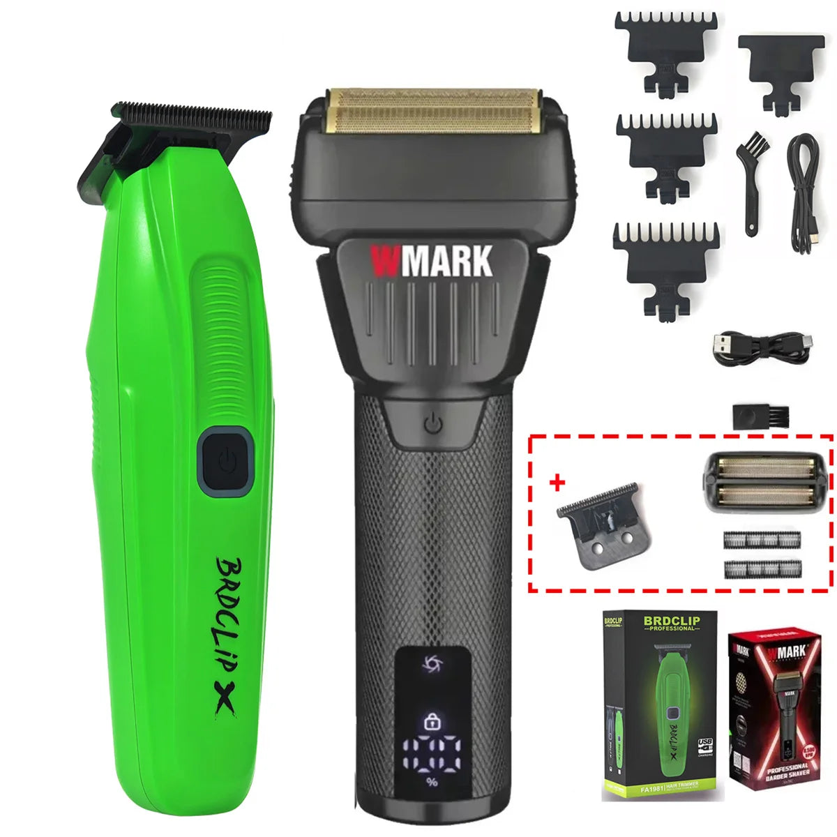 WMARK Men's Professional Electric Hair Clipper & Shaver Set – 9000RPM, 2000mAh, Wet/Dry, Salon Use