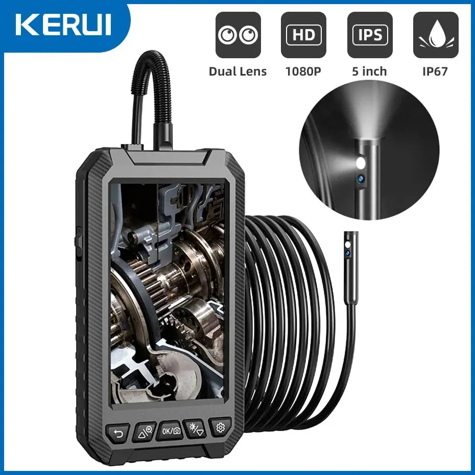 KERUI 1080P Industrial Endoscope Camera – 5" LCD, Dual/Triple Lens