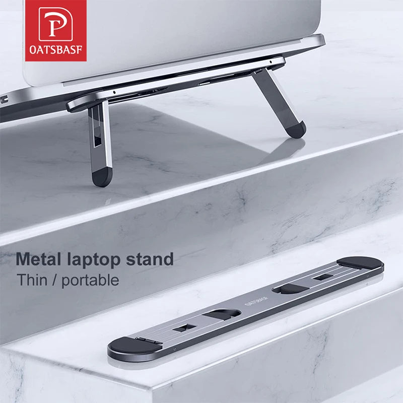 Oatsbasf Laptop Stand – Foldable Mini Riser, Cooling Mount for MacBook Air/Pro, iPad, Dell, Lenovo, Xiaomi