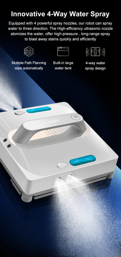 ABIR WD9 Robot Window Vacuum Cleaner – 9000Pa, 4-Way Water Spray, Laser Sensor, Wet & Dry