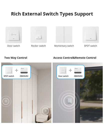 SONOFF ZBMINIR2 Extreme Zigbee Smart Switch – Detach Relay, eWeLink, ZBBridge-U, 2400W