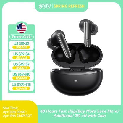QCY MeloBuds N70 Wireless Earbuds – ANC, Bluetooth 6.0, LDAC, 50H, IPX5
