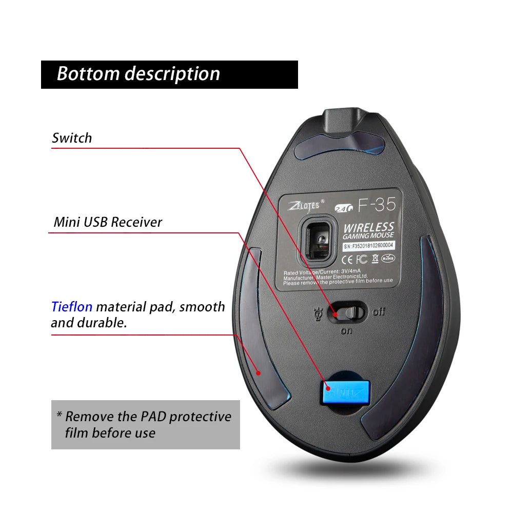 F-35 Wireless Vertical Ergonomic Mouse – 2.4GHz, Rechargeable