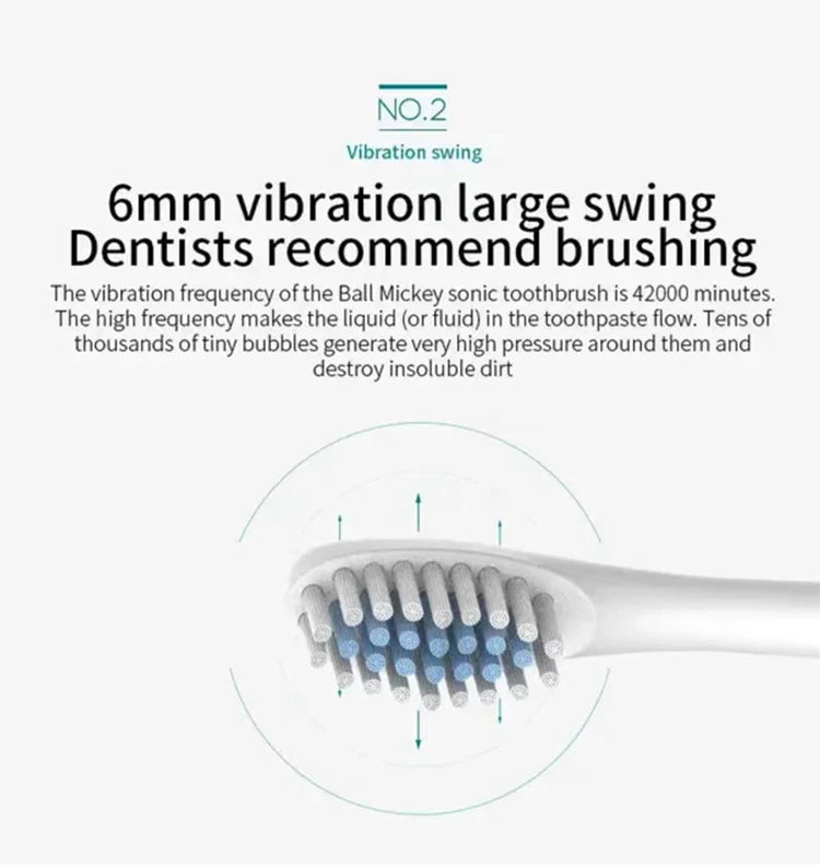Electric Ultrasonic Toothbrush – 6 Modes, USB Rechargeable, Waterproof
