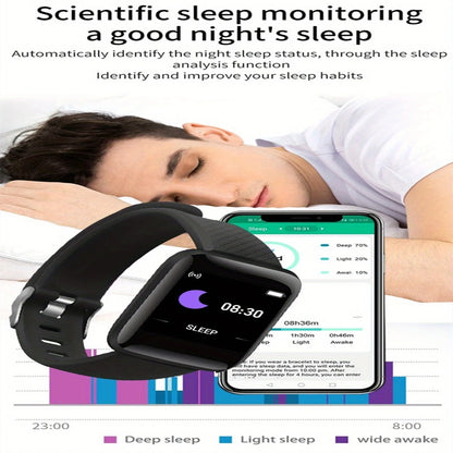 Smart Watch Sport Wristband Fitness Monitoring Track Heart Rate Call and Message Remind Men Smartwatch Woman 116 Plus Clock D13