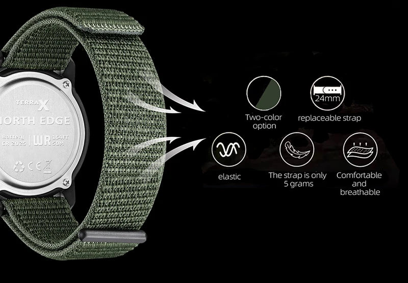 NORTH EDGE TERRAX Men's Digital Sport Watch – 50M Waterproof, Stopwatch, Countdown, Outdoor