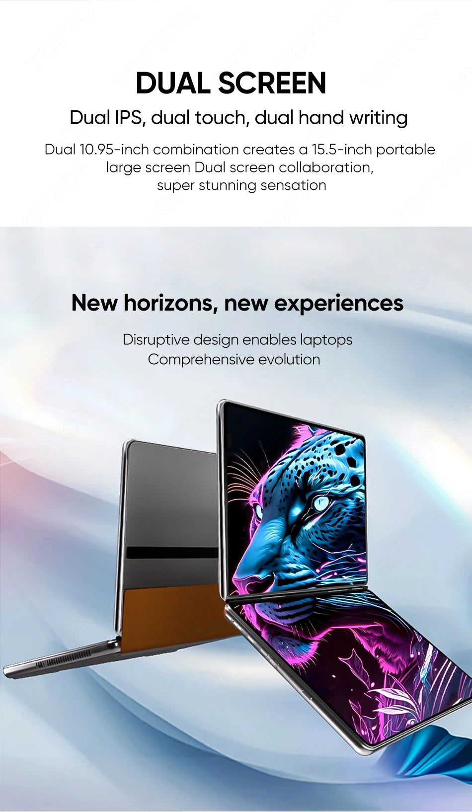 Topton Dual Screen Laptop 10.95" — Intel i3-1215U / N100, IPS Touch, WiFi 6, Windows 11