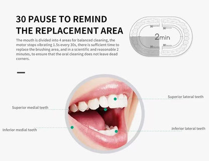 Electric Ultrasonic Toothbrush – 6 Modes, USB Rechargeable, Waterproof