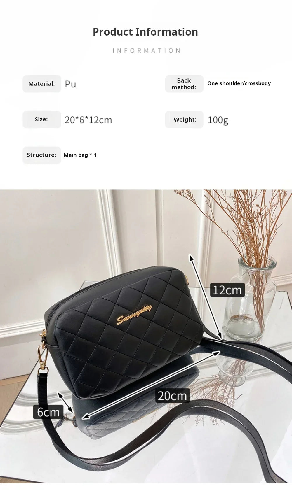 Tassel Diamond Grid Embroidery Crossbody Bag with Chain Strap