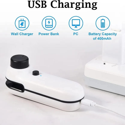 2-in-1 Mini Handheld Heat Sealer – USB Rechargeable Bag Sealer