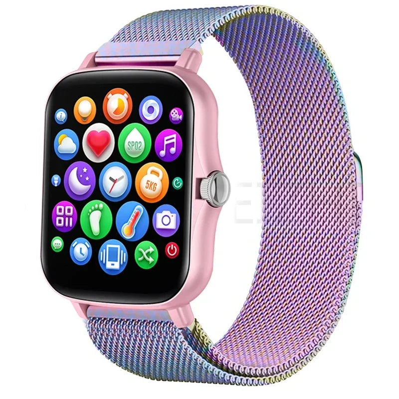 Metal magnetic watch strap for Amazfit GTS and GTR, 20mm and 22mm bracelet, in sleek stainless steel design.